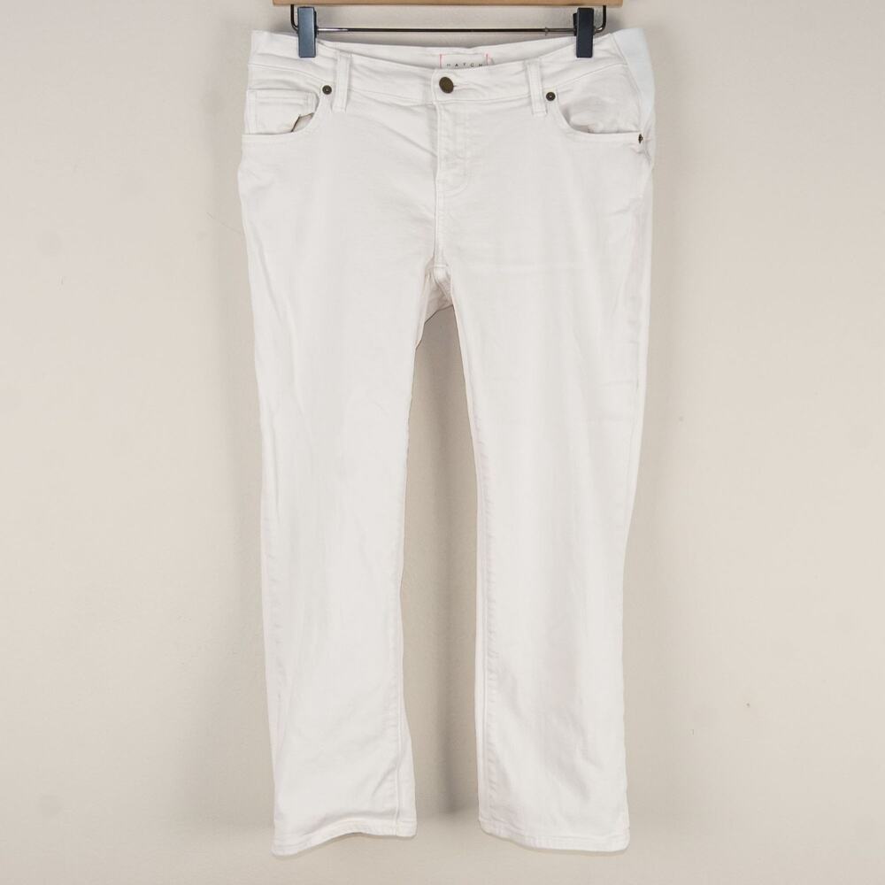 Hatch The Straight Leg Crop Maternity Ivory Vanilla Jeans Womens Sz 26